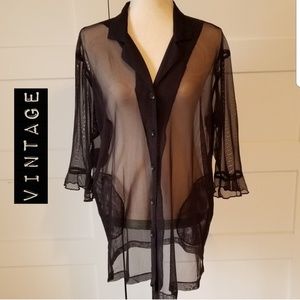 VINTAGE CAROL WIOR BY LANA BLACK SHEER COVER UP
